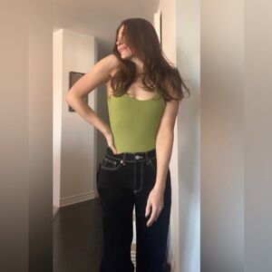 Olive green low back bodysuit